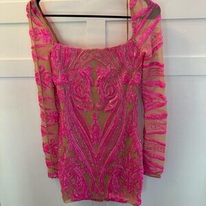 Lucy in the Sky Pink and Gold Dress